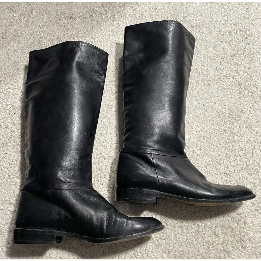 Bruno Magli Leather Knee Riding Boots Tall Womens Sz 7 A Black Made in Italy